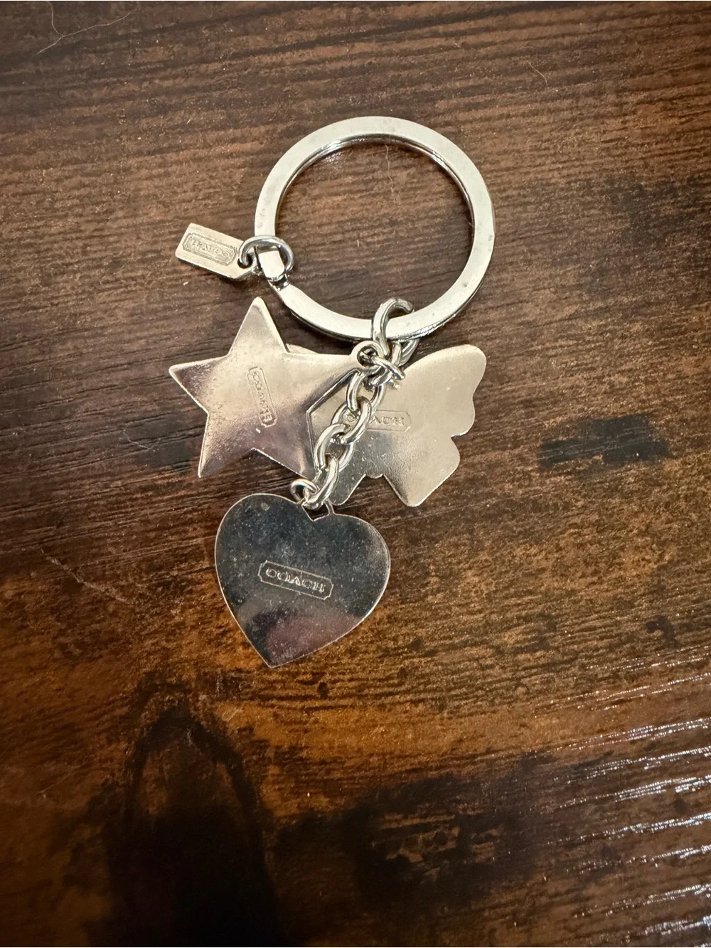 Coach Pink Heart & Multi-Color Logo Star Keyring Charm